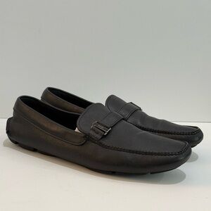PRADA Saffiano Men’s Black Leather Driving Loafer - 9